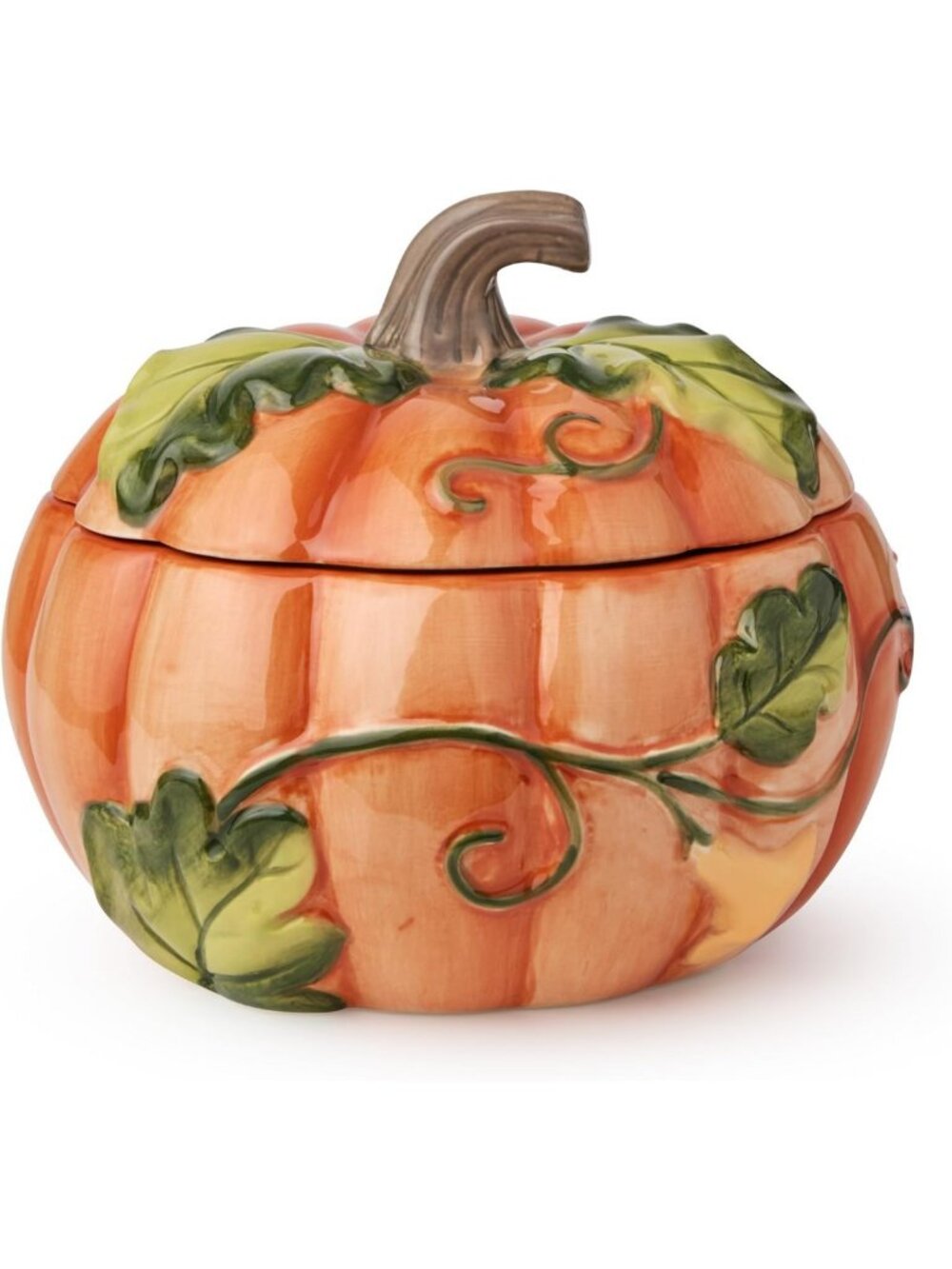 Set of 2 3D Pumpkin Soup Bowls with Lids - Ceramic Fall Decor & Serveware